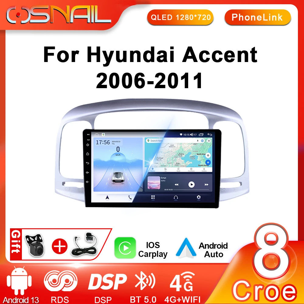 Car Radio for Hyundai Accent 3 2006-2011 Android CarPlay Video Player Stereo GPS