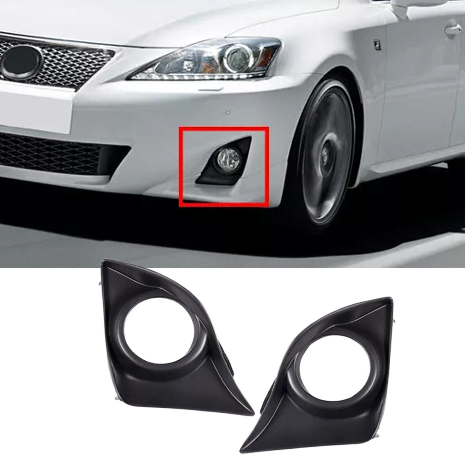 for Lexus IS250 IS350 2011-2013 Front Fog Light Lamp Black Cover Bezel LHRH