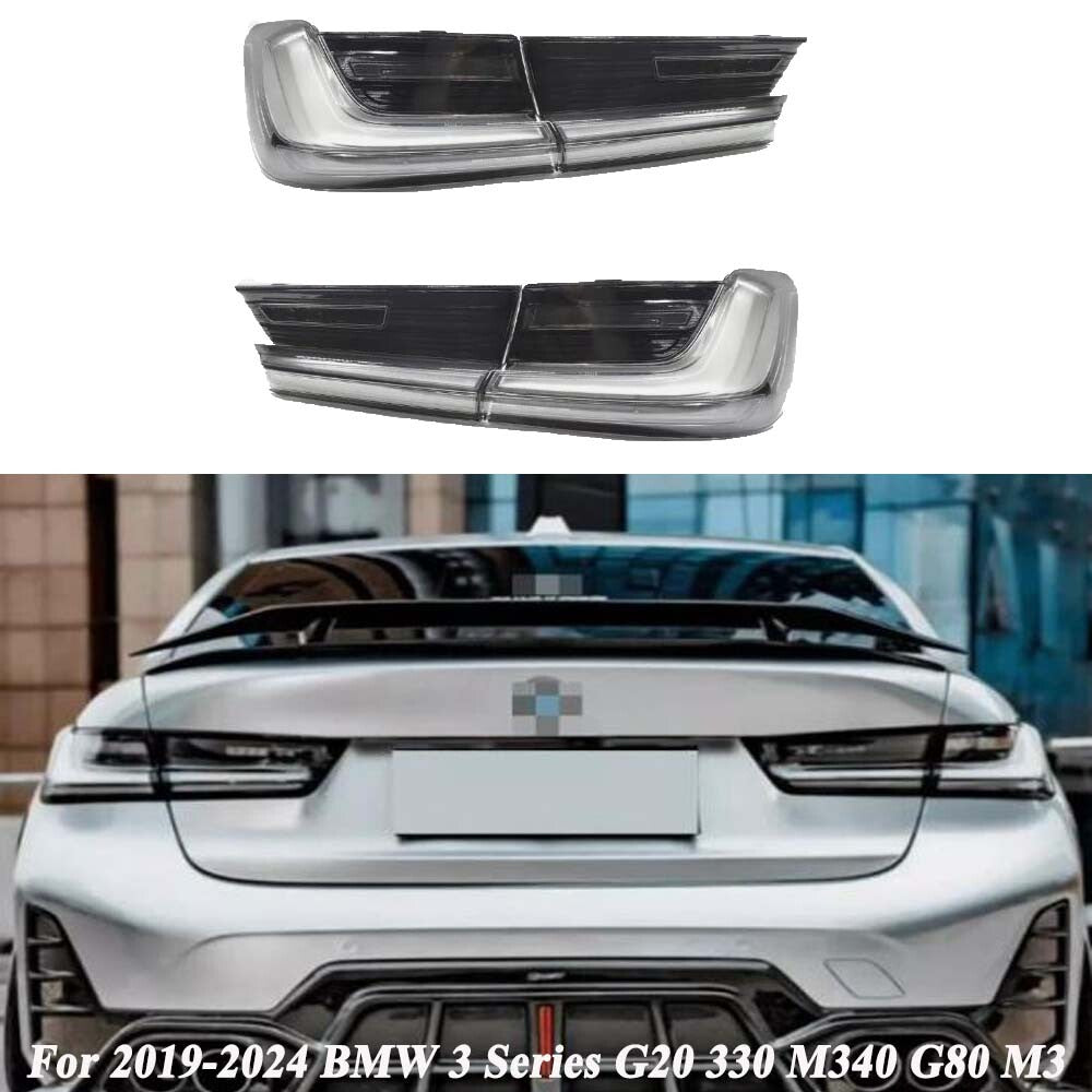 4-Piece Clear Lens LED Taillight Set for 2019-2024 for BMW 3 Series G20 330 M340 G80 M3