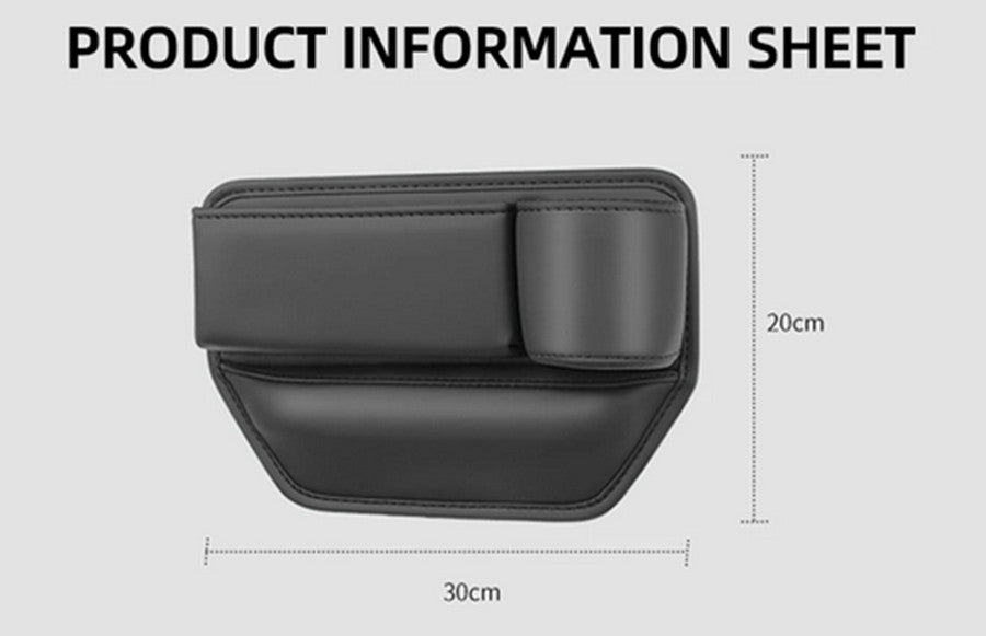 Left Side Car for Seat Gap Organizer PU Leather Cup Bottle Holder Storage Box Pocket