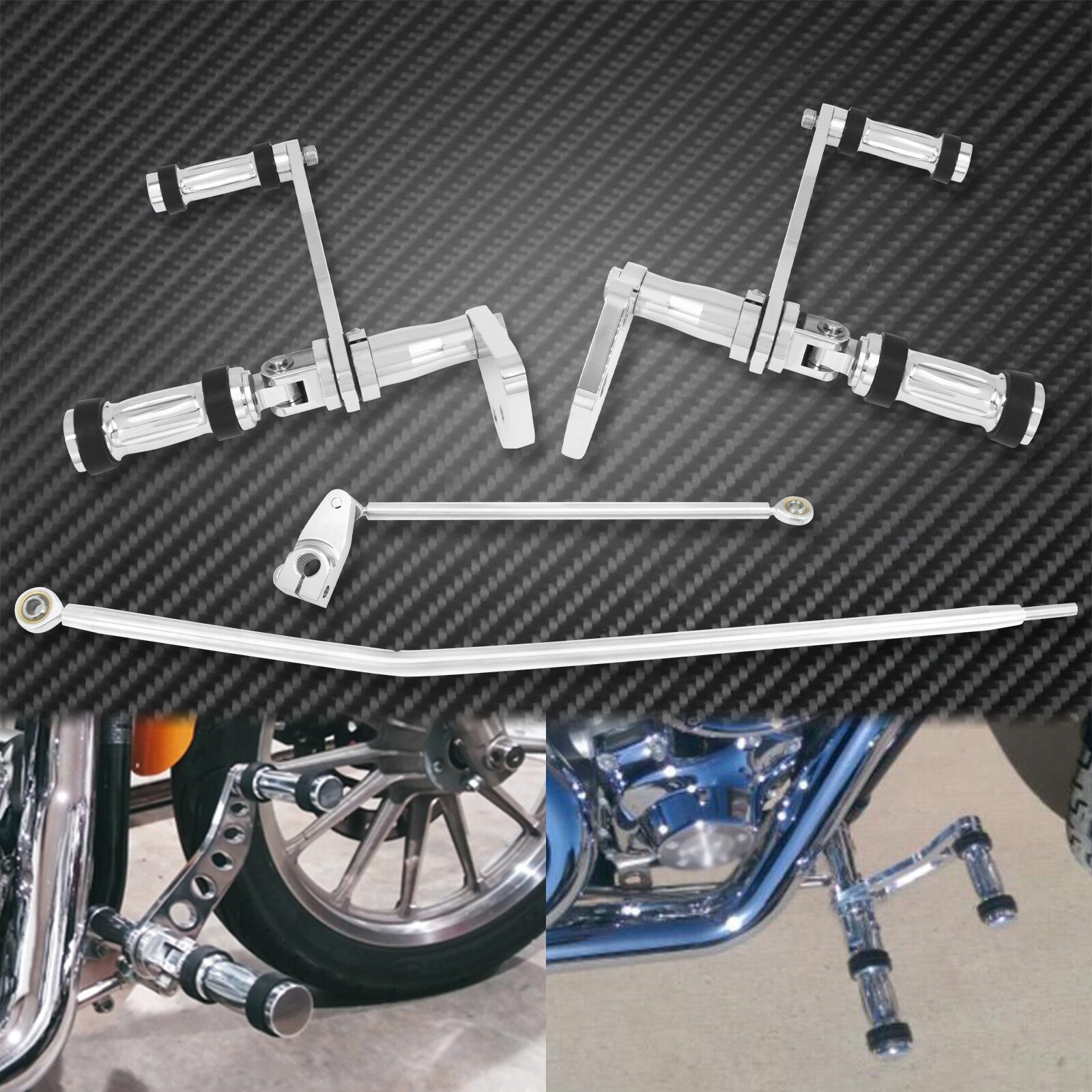 Chrome Aluminum Forward Controls Fit for Harley Dyna Low Rider Street Bob 06-17