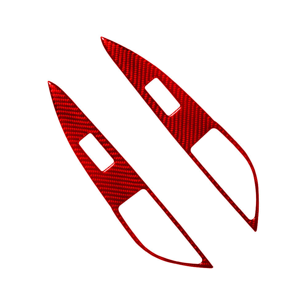 Red Carbon Fiber Rear Door Switch Cover Trim for Mitsubishi Outlander 2014-2016
