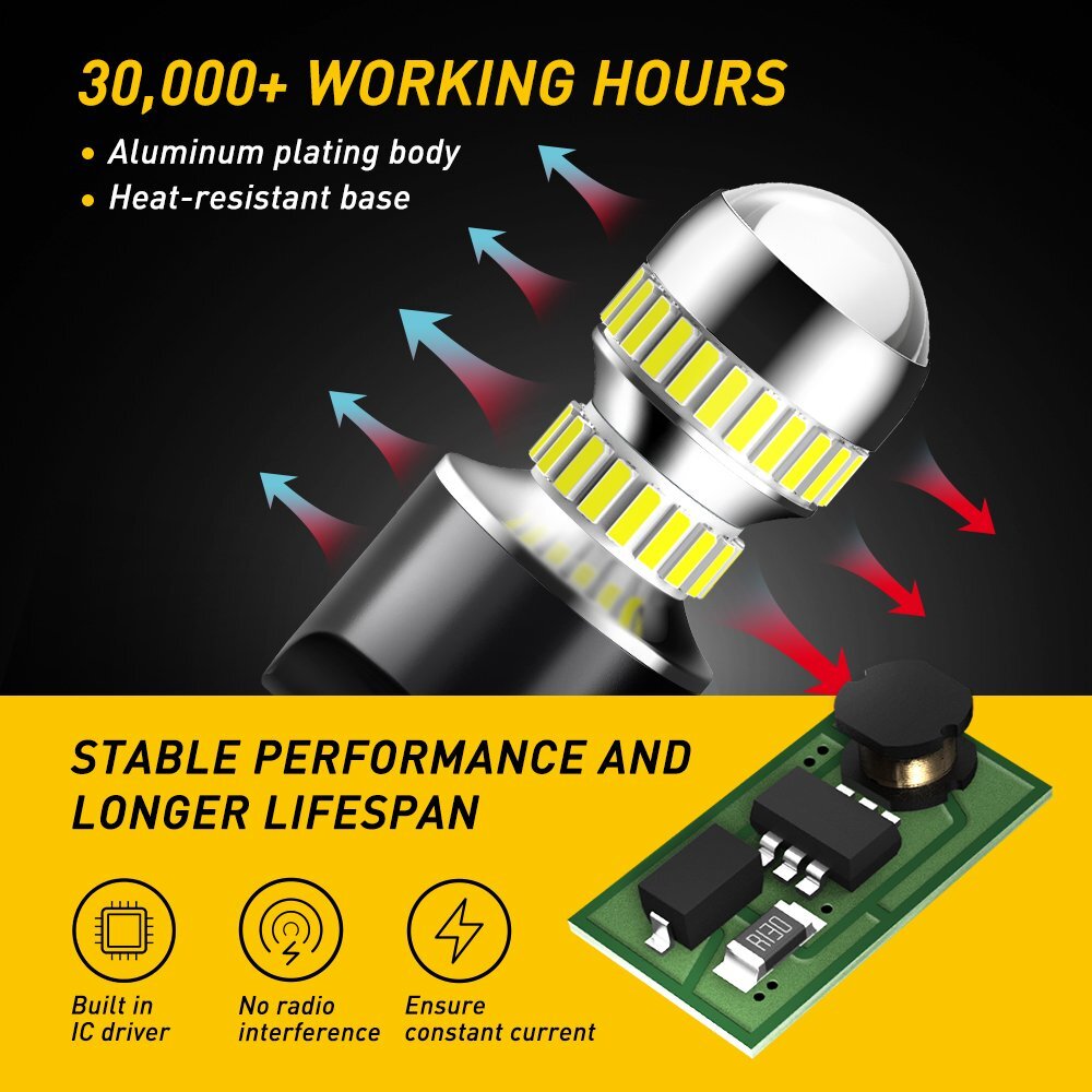 2nd Generation AUXITO 7443 7440 LED Phoenix for Seat Light 6000K White 54H
