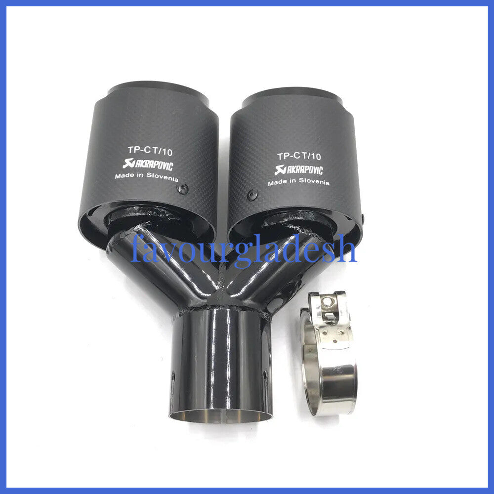 1PCS: ID:2.5 (63mm) OD:3.0 (76mm) Akrapovic Carbon Fiber Exhaust Tip Dual Pipe