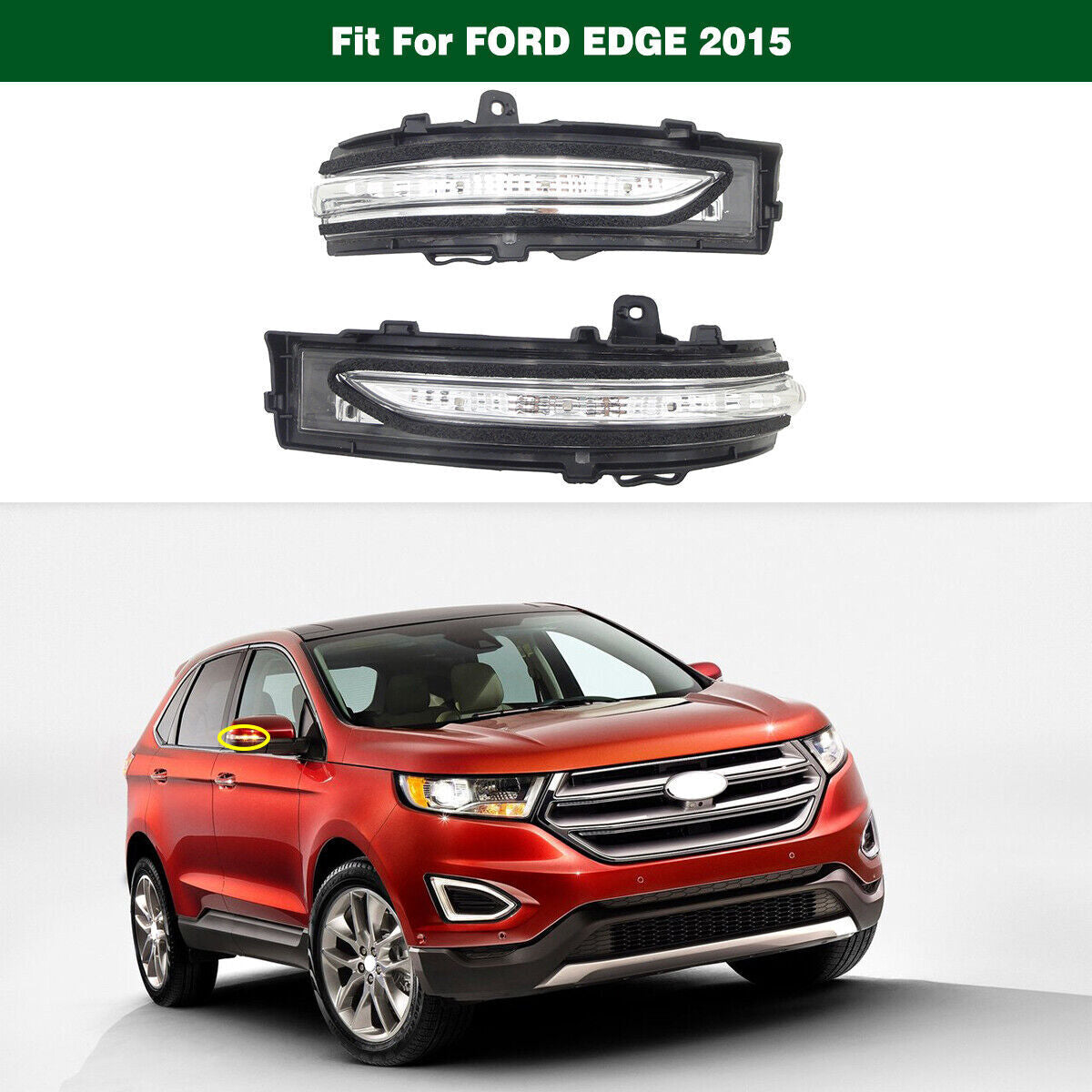 1Pair Left Right Side Door Mirror Turn Signal Indicator Light for Ford Edge 2015