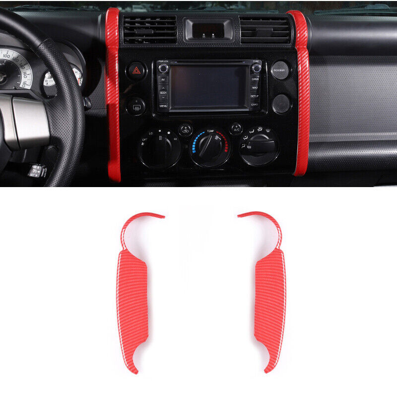 2for Toyota FJ Cruiser 2007-2014 Red Carbon Fiber Console Navigation Strip Trim