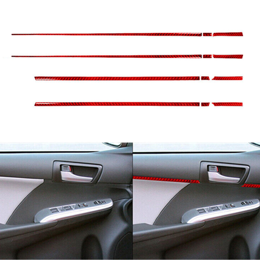 12Pcs Red for Toyota for Camry 2012-2014 Carbon Fiber Interior Door Panel Cover Trim