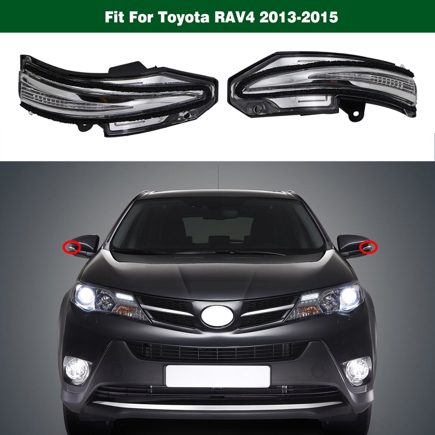 Side Door Mirror Turn Signal Indicator Lamps Light Fit for Toyota RAV4 2013-2015