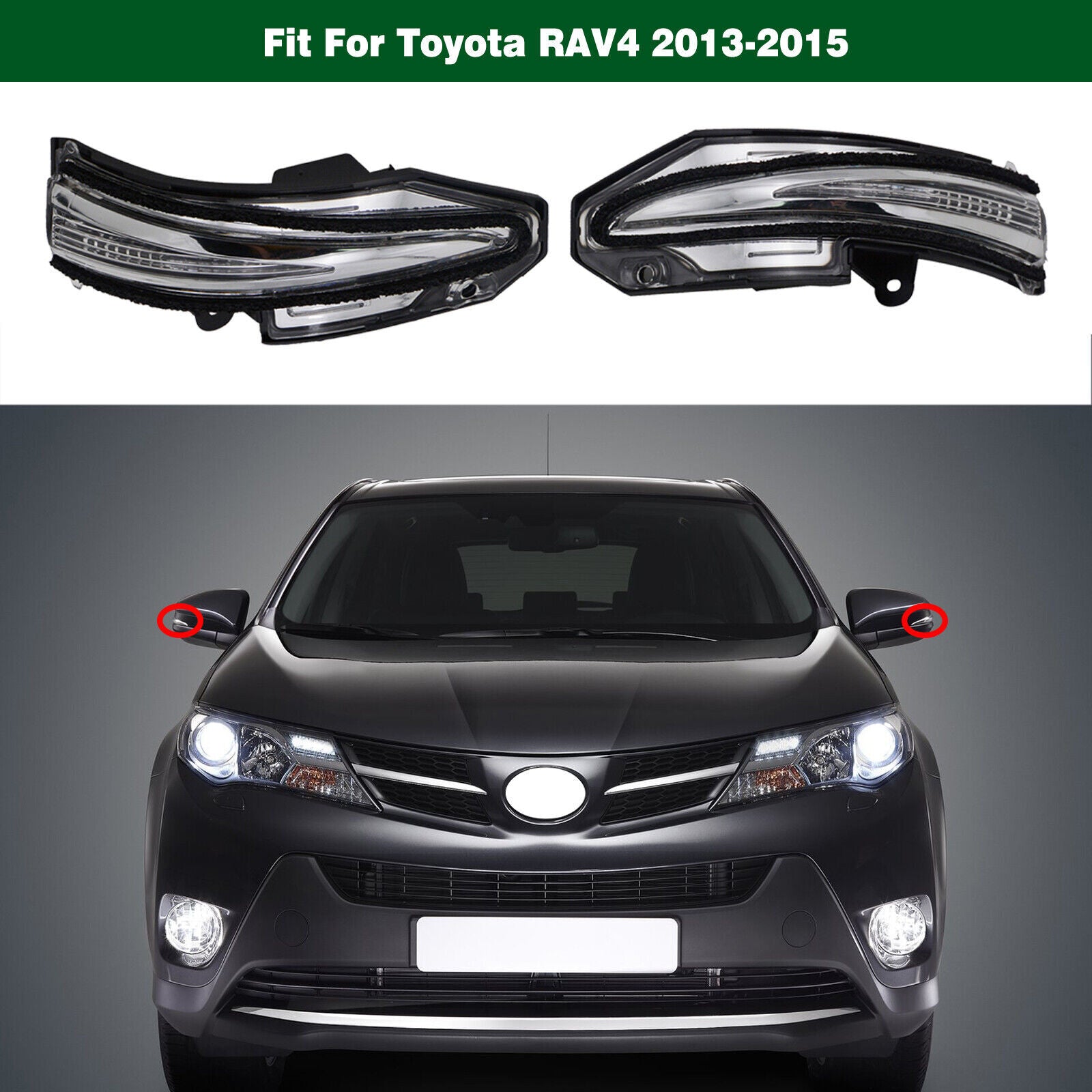 Side Door Mirror Turn Signal Indicator Lamps Light Fit for Toyota RAV4 2013-2015