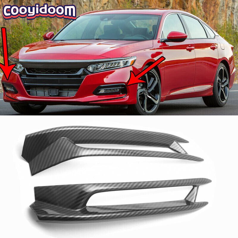 for Honda Accord 2018 2019 2020 ABS Carbon Fiber Front Fog Lamp Light Cover Trim