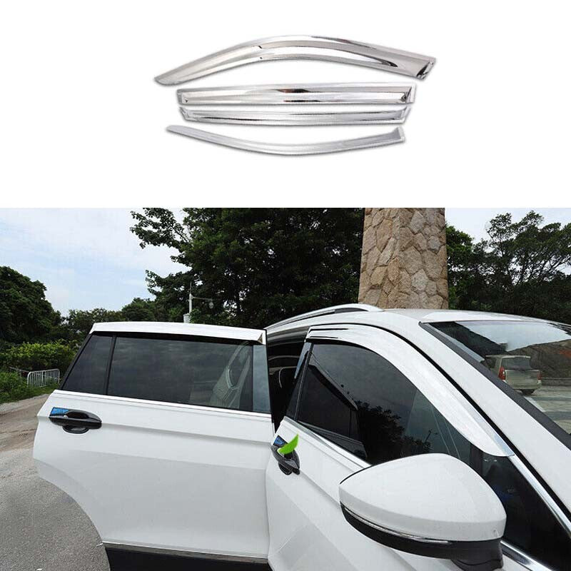 Window Visor Shades for Volkswagen for Tiguan Silver Steel Sun Rain Guard 2017-2021