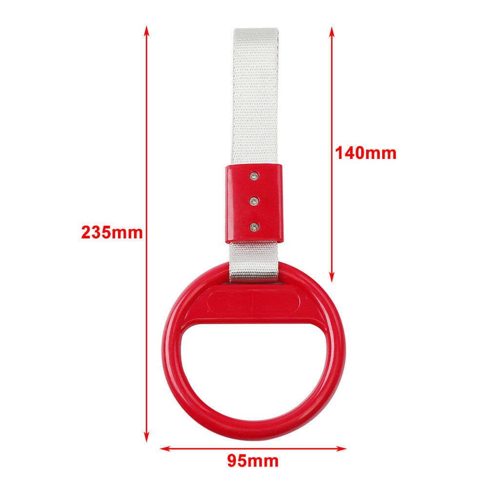 Car Round Ring Train Bus Handle Hand Strap Drift Charm Tools Silver+red