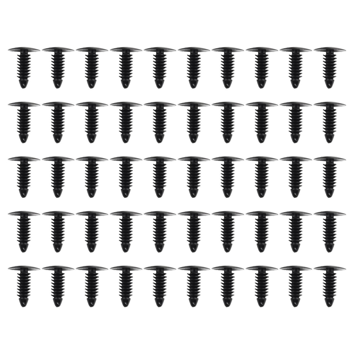 50-piece pack replacement car fasteners, black plastic rivets, screw clips, and accessories