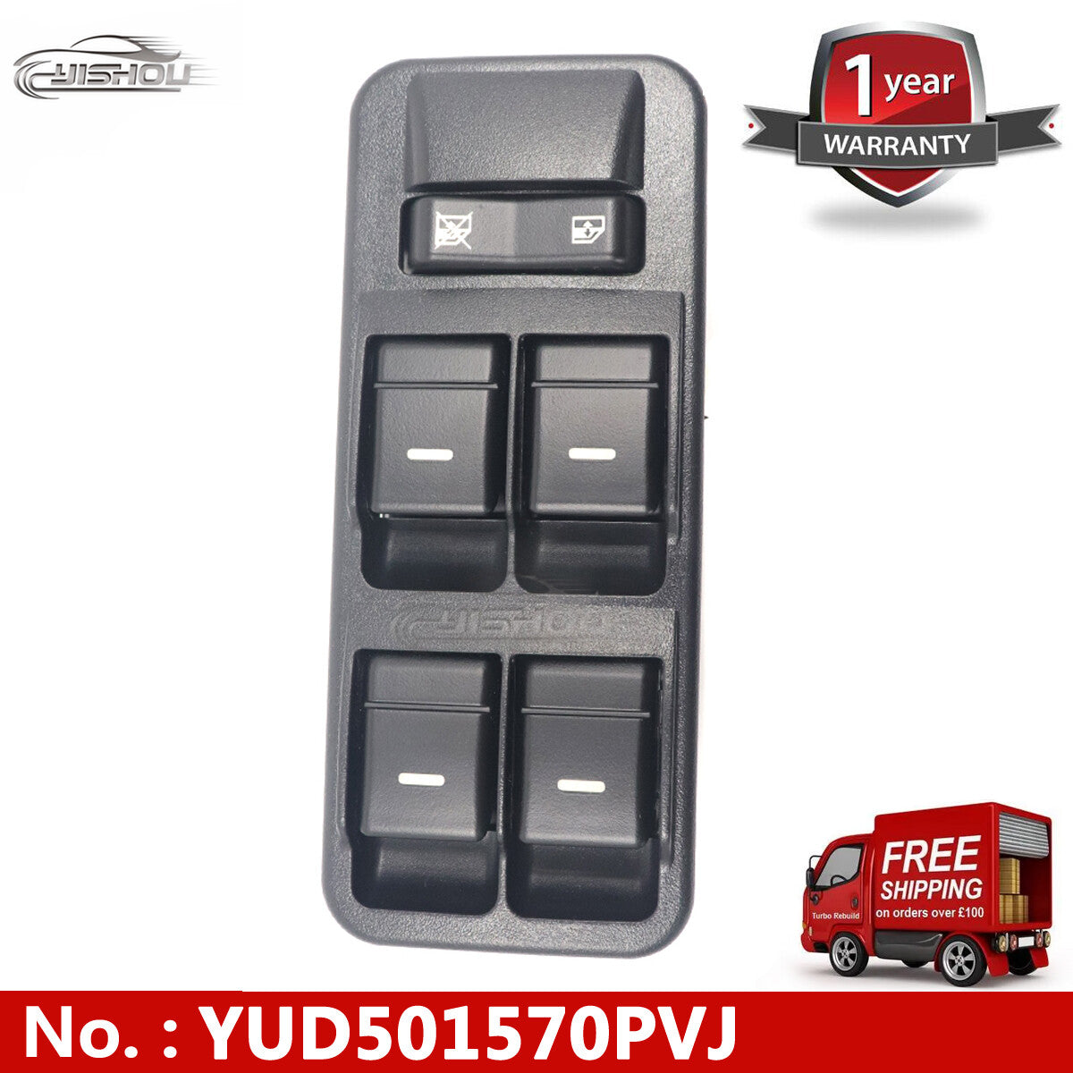 The DWS647 window switch is compatible with the front left side of a for Land Rover for Range Rover Sport LR3 (models 05-09).