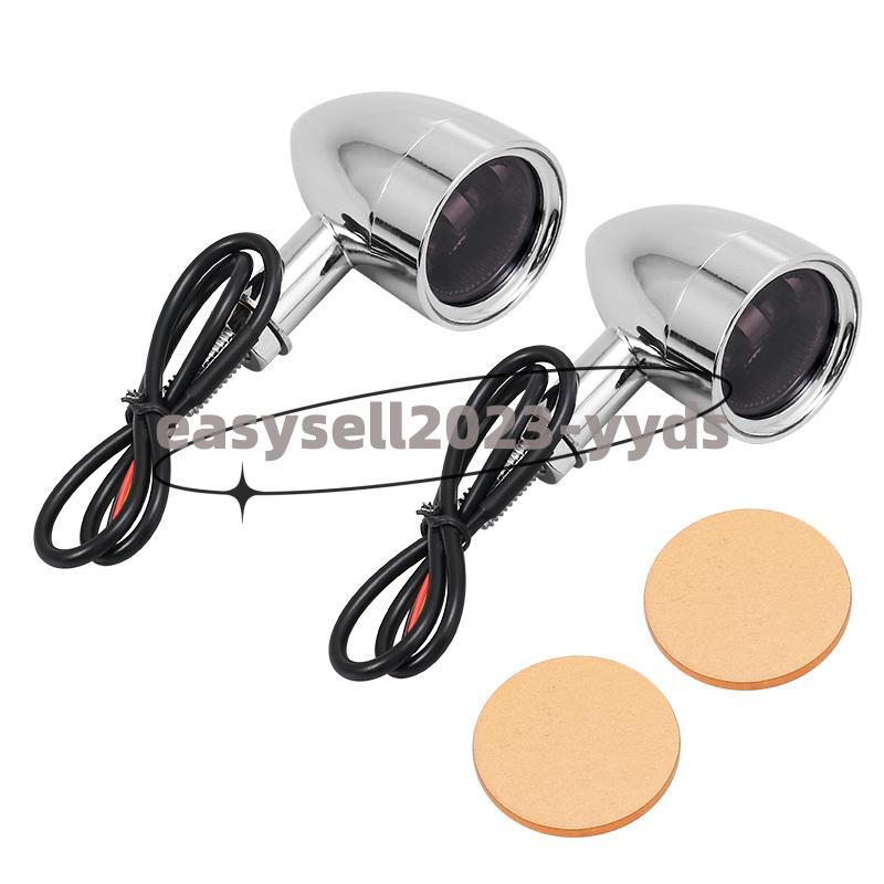 2x Chrome Motorcycle 10mm Screw LED Turn Signal Light 45mm Fork Clamp for Honda