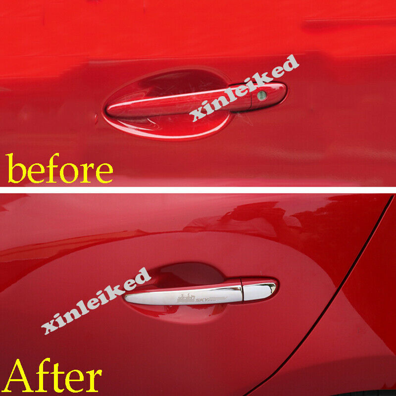 Silver Steel Exterior Side Door Handle Cover Trims for Mazda 3 Axela 2017-2018