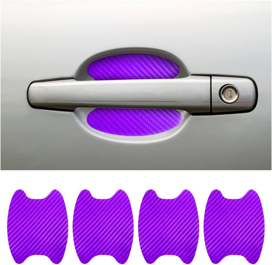 4Pcs Purple Carbon Fiber Car Door Handle Anti-Scratch Protector Film Sticker