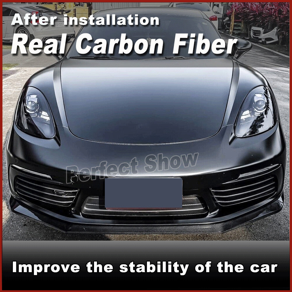 Fit for Porsche 718 Cayman 2016-18 REAL Carbon Front Bumper Spoiler Lip