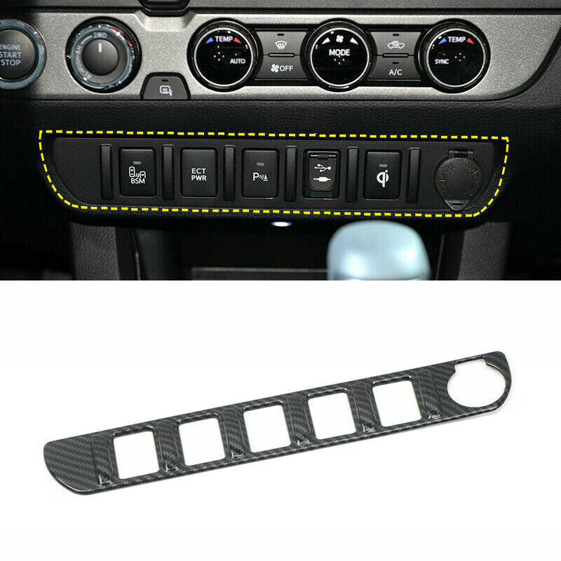 For 2016-2020 for Toyota Tacoma Carbon Fiber ABS Central Control Switch Button Cover