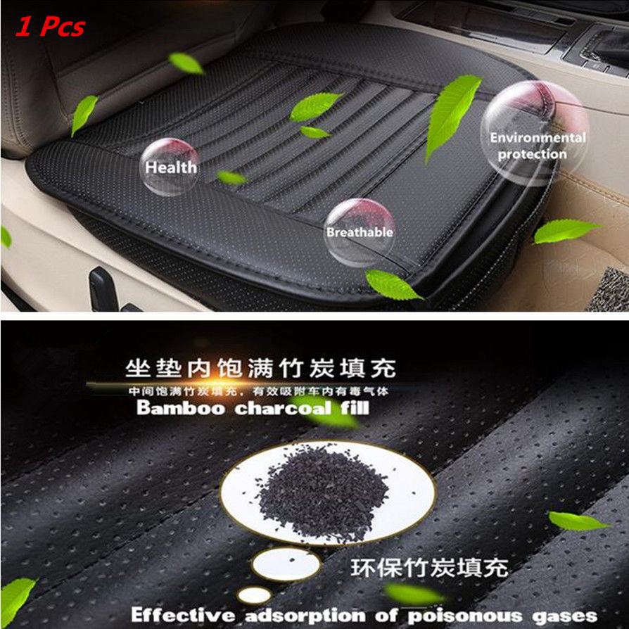 Car Office Chairs for Seat Mat Surround Cover Bamboo Charcoal Seatpad PU Leather Pad