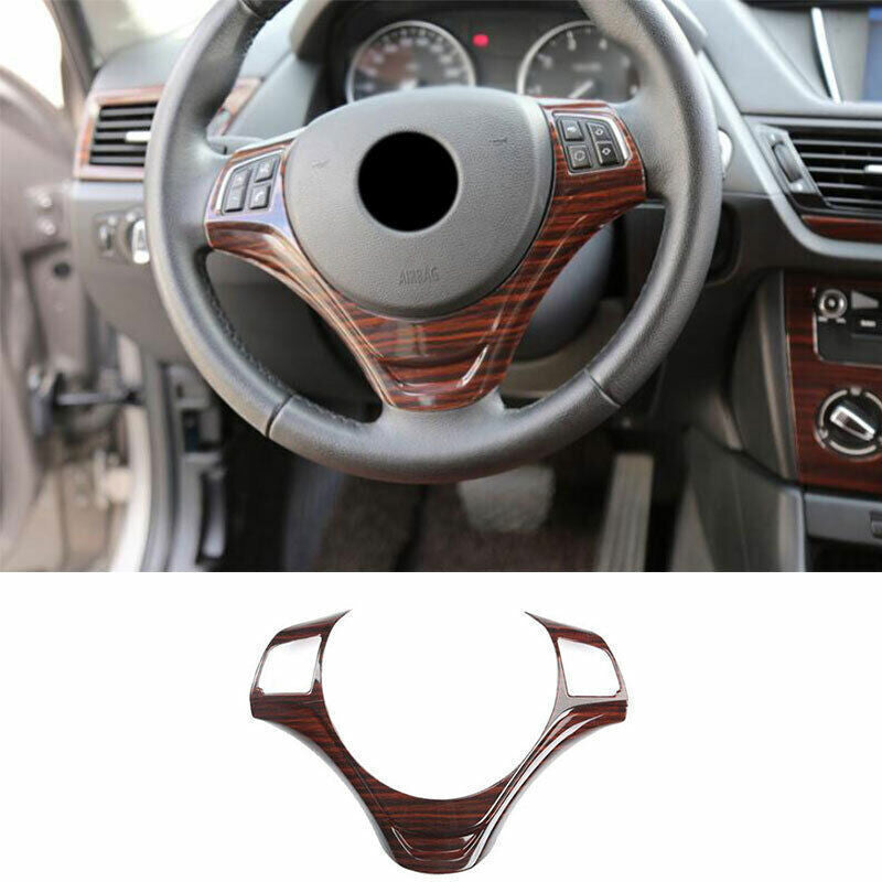 for BMW X1 E84 2013-2015 Red Wood Grain Inner Steering Wheel Decor Cover Trim 1P