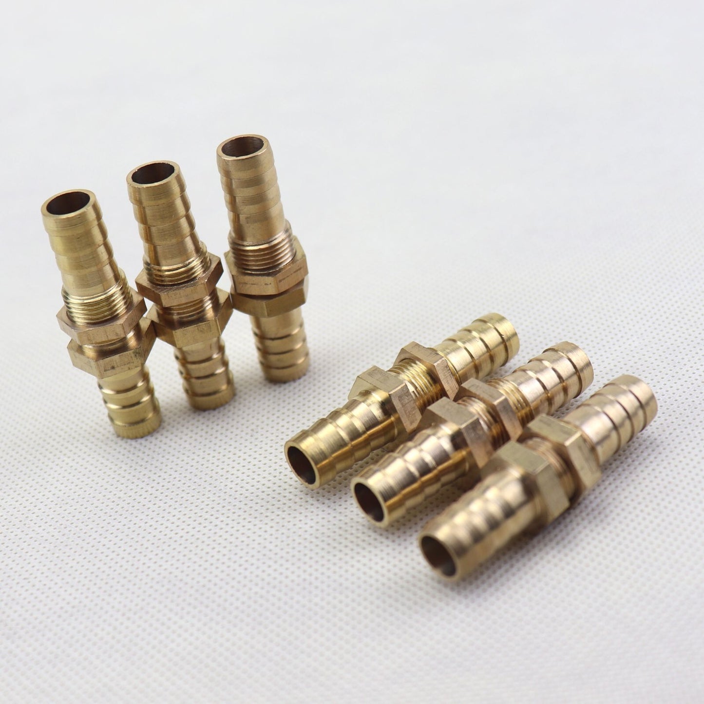 6Pcs 3/8(10mm ) Hose Barb Brass Bulkhead Pipe Fitting Coupler Connector Adapter