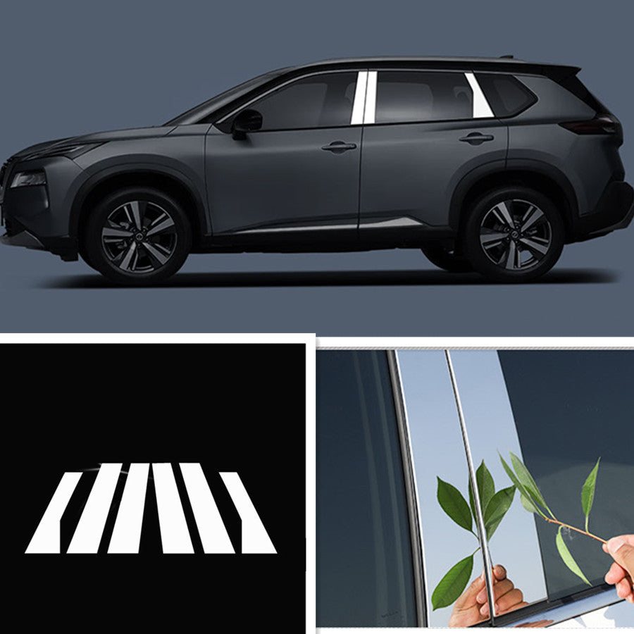 6P Chrome S.Steel Door Window Pillar Posts Cover Trim For 2021-2023 for Nissan Rogue