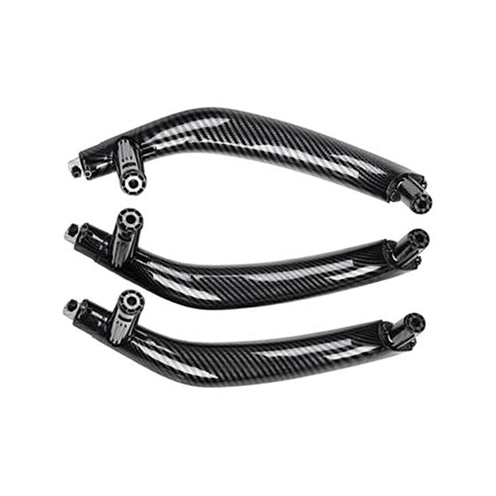 3pcs LHD Carbon Fiber Interior Door Pull Handle Trim Cover for BMW X5 X6 F15 F16
