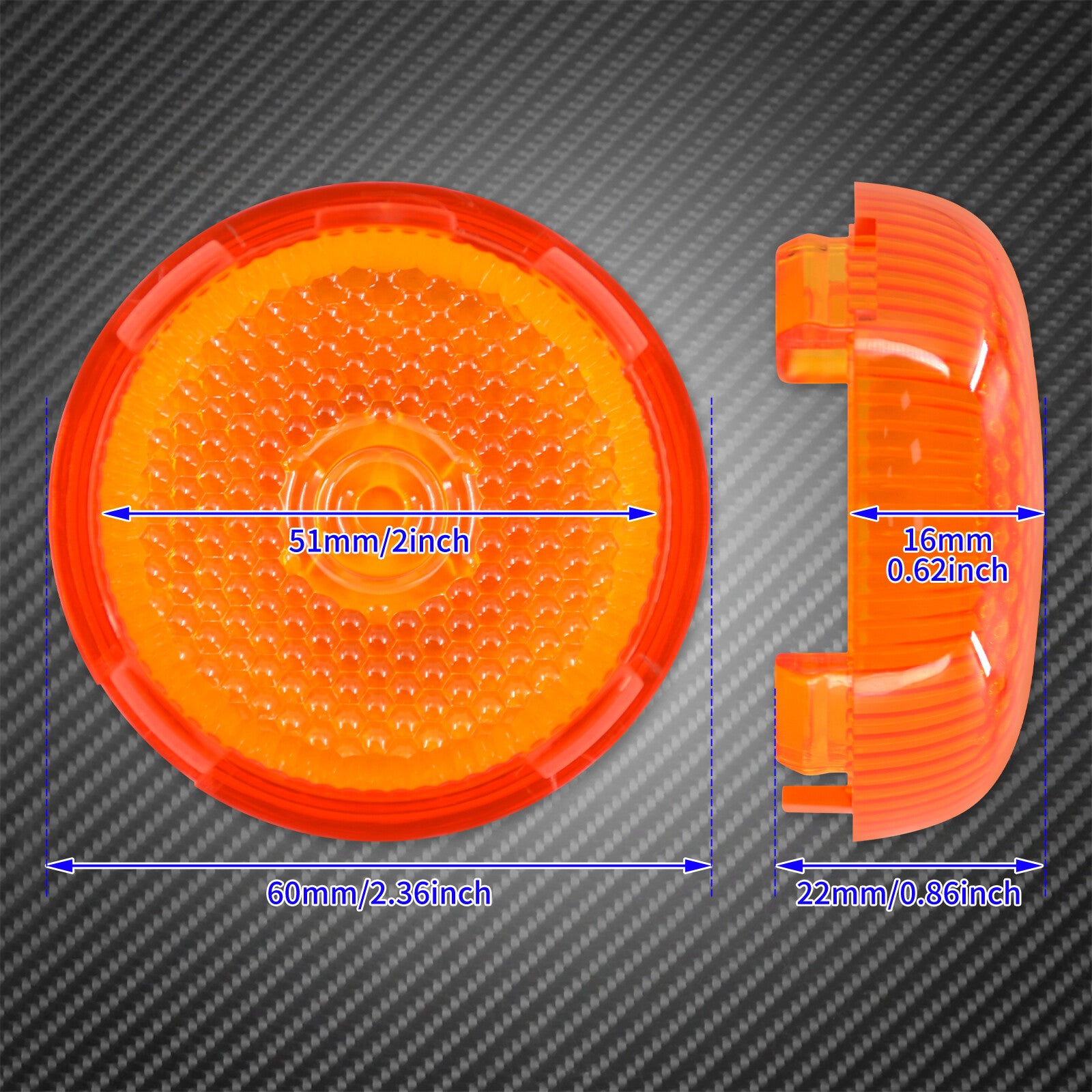 2x Amber Bullet Turn Signals Light Lens Cover Fit for Harley FLRT FLTRX 2000-23