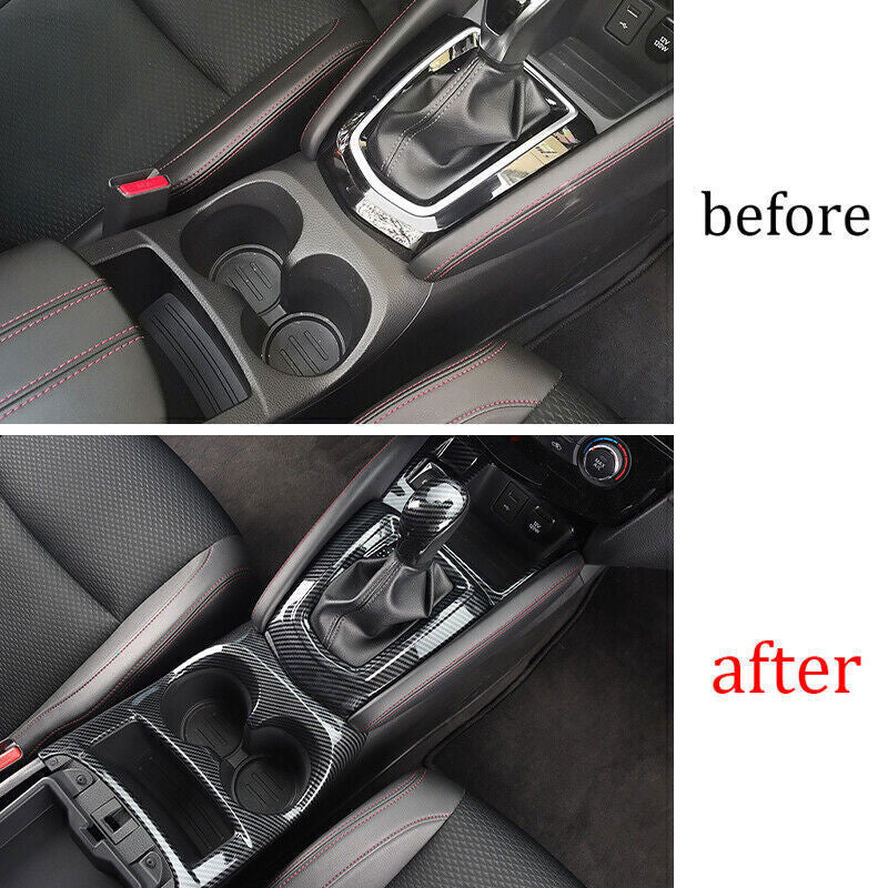 Console Gear Shift Water Cup Panel for Nissan Rogue Sport 2017-2021 Carbon Fiber