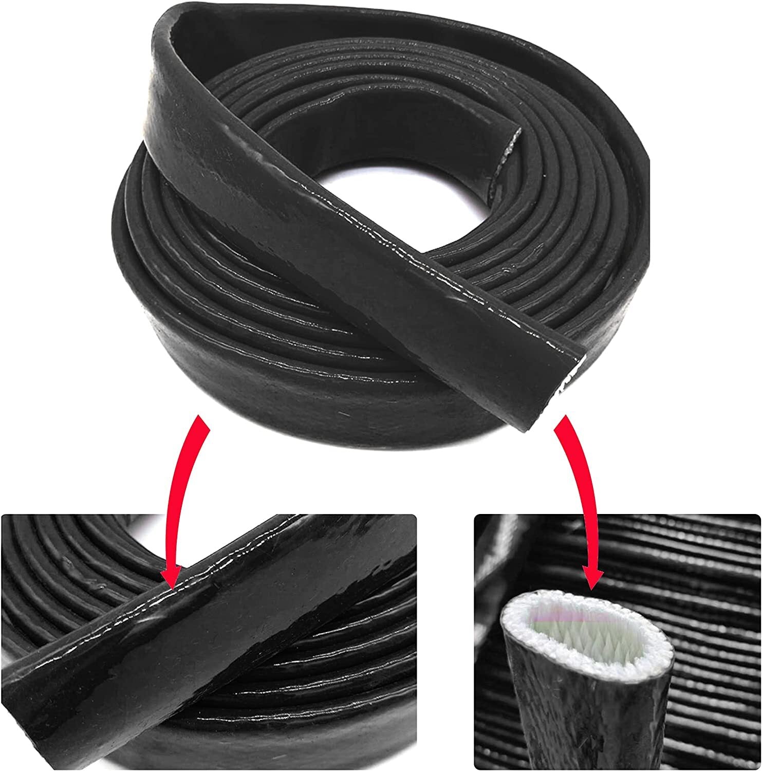 1/2-inch ID13mm heat shield, fireproof silicone rubber coated braided spark plug wire