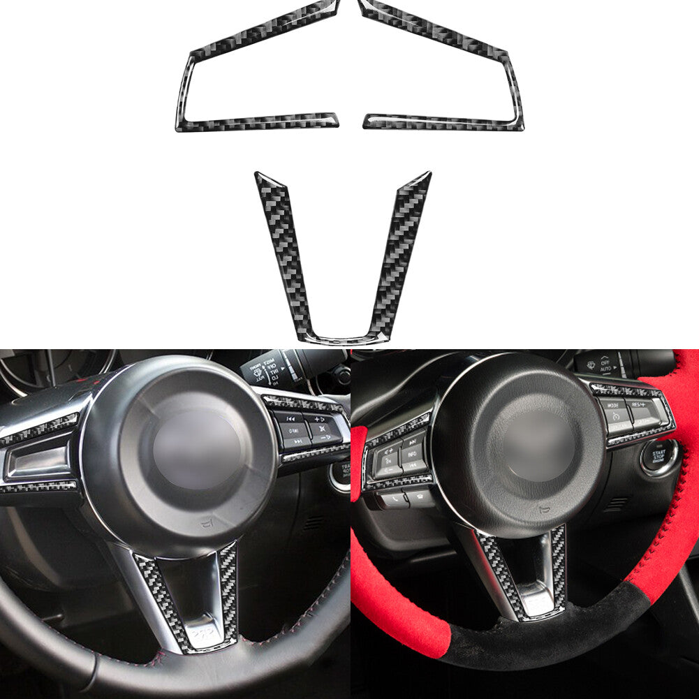 for Mazda MX-5 2016-2020 Carbon Interior Steering Wheel Button Panel Cover Trim