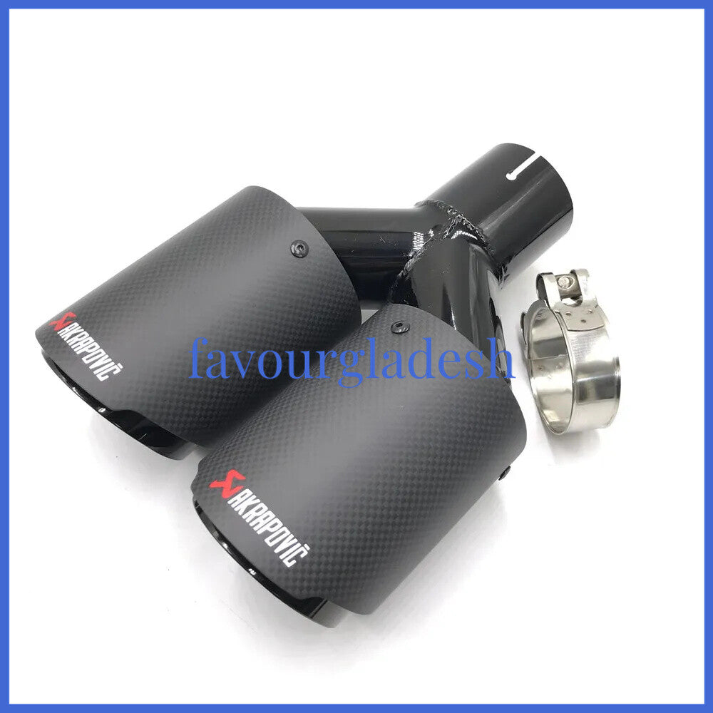 1PCS: ID:2.5 (63mm) OD:3.5 (89mm) Akrapovic Carbon Fiber Exhaust Tip Dual Pipe