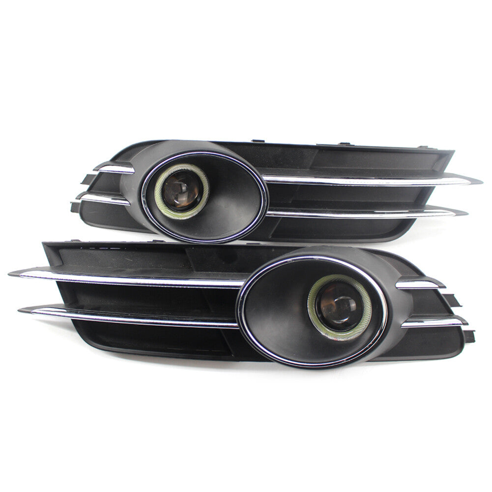 Pair Lower Bumper Fog Light Grille Cover With Lamp Fit for Audi A6 C7 2011-2015