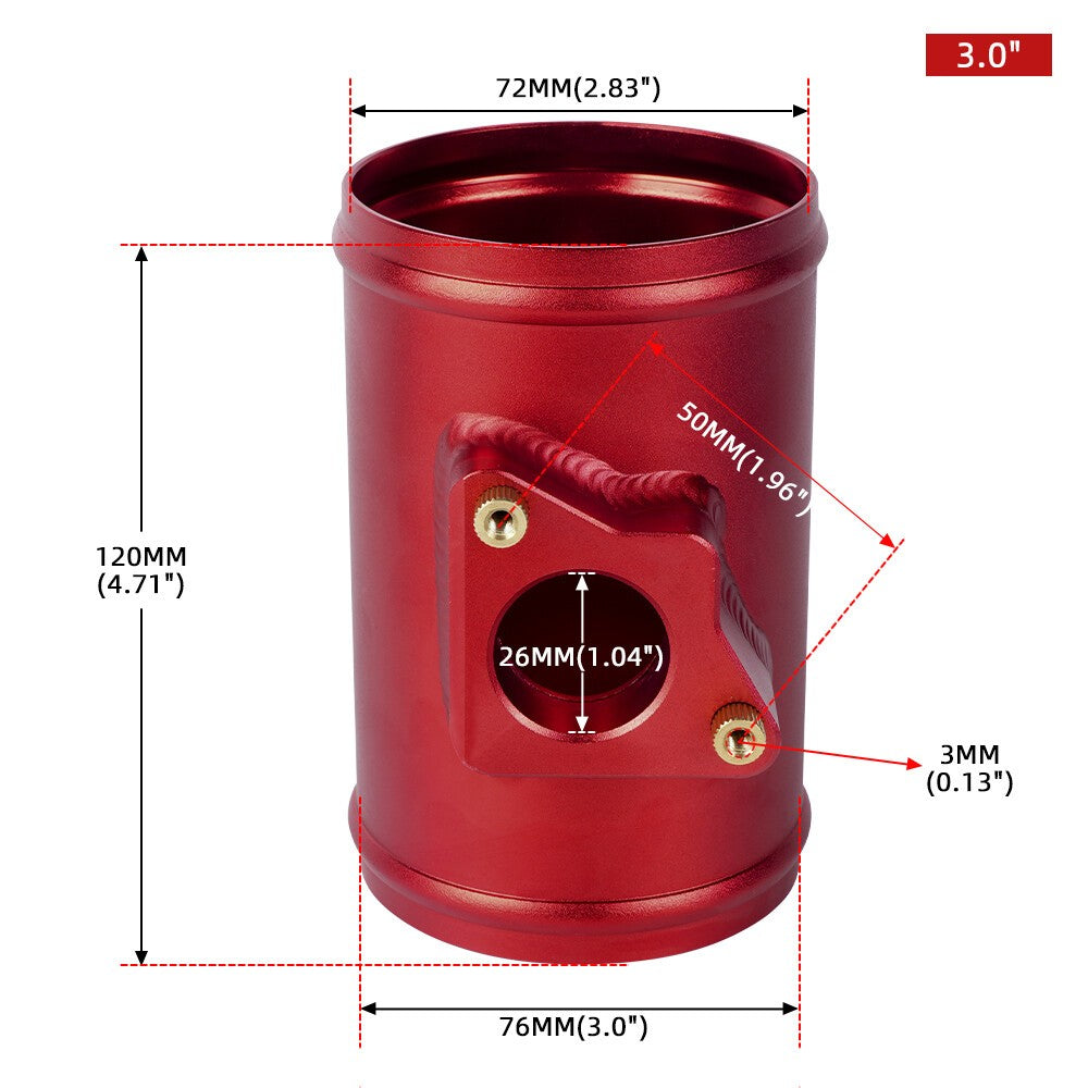 Red 3 76mm Mass Air Flow Sensor Mount Adapter Tube for Mazda for Subaru