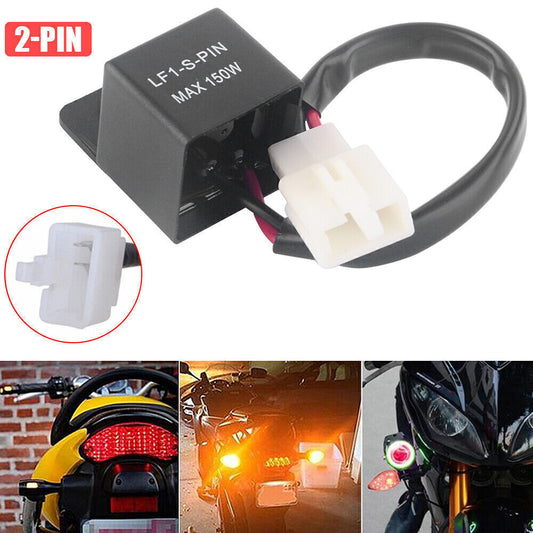 2-PIN Motorcycle LED Flasher Relay Turn Signal Blinker Light Hyper Flash 12V