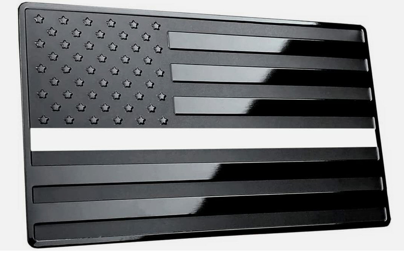 2-piece car side fender rear trunk badge stickers, black and white American flag, suitable for Audi .