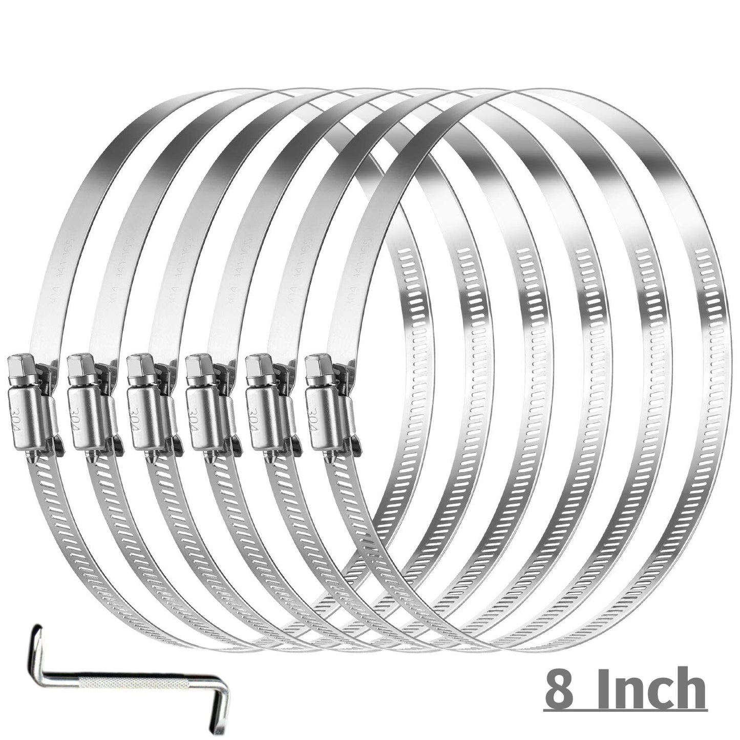 Adjustable 8-inch hose clamp, stainless steel tube clamp, worm gear clamp, drive clamp