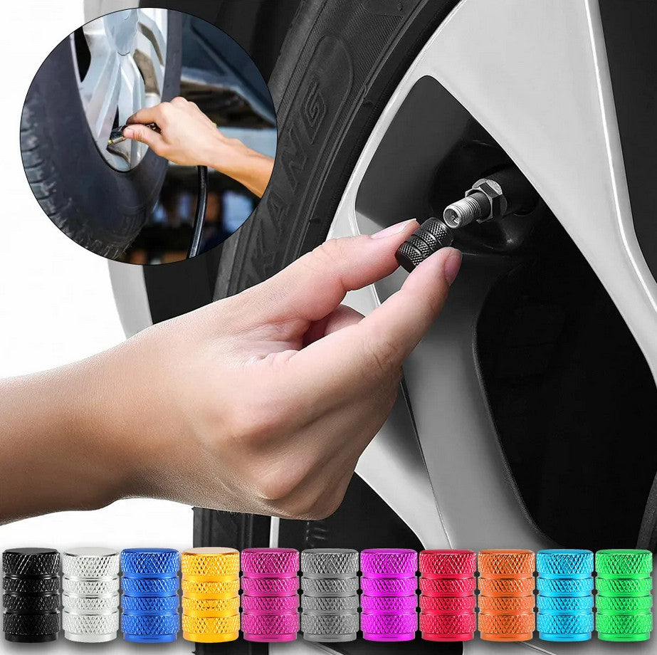 4-piece car tire valve cover rod air dust cover, sky blue, suitable  for ford  .