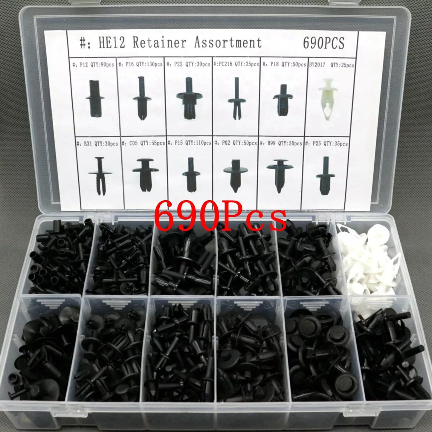 690x Car Push Retainer Pin Rivet Trim Clip Fastener Moulding Assortment