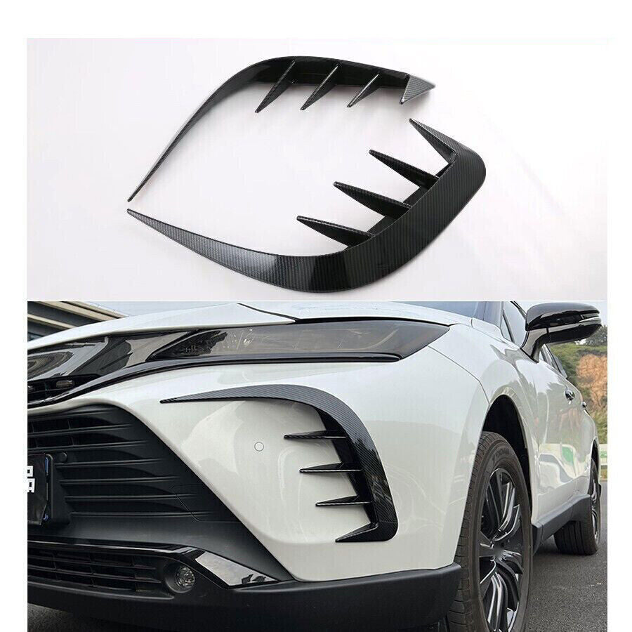 for Toyota Venza 21-23 Carbon Fiber Front Fog Light Eyebrow Frame Cover Trims 2P