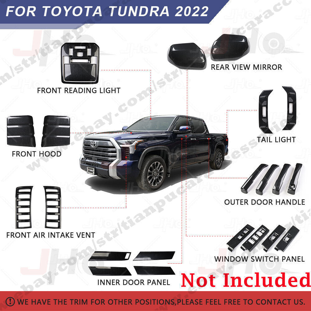 Carbon Fiber Grain Car Rear Water Cup Holder Trim Cover for Toyota Tundra 2022