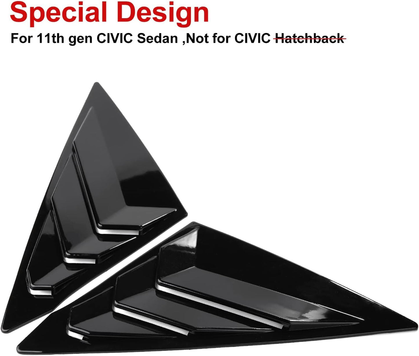 Suitable for Honda for Civic sedans 2022-2024: Rear side window louvers/triangular louvers.