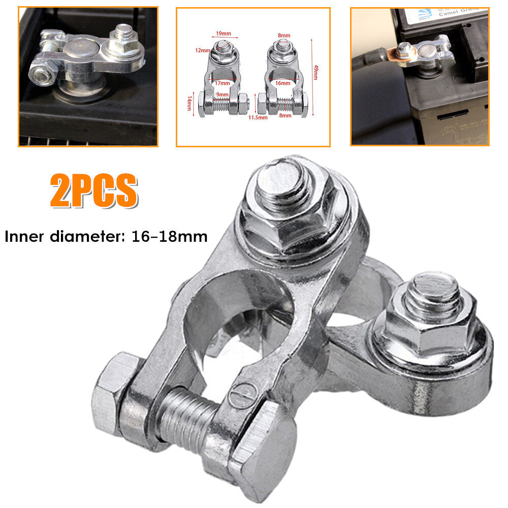 2-Pack Automotive Replacement Battery Clip Terminal Connector Zinc Pins 16mm-18mm
