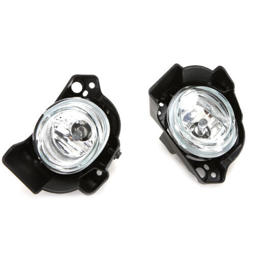 pair of clear lens fog light kits with bezels, wires, and switches 2014-2016 for Mazda 3.