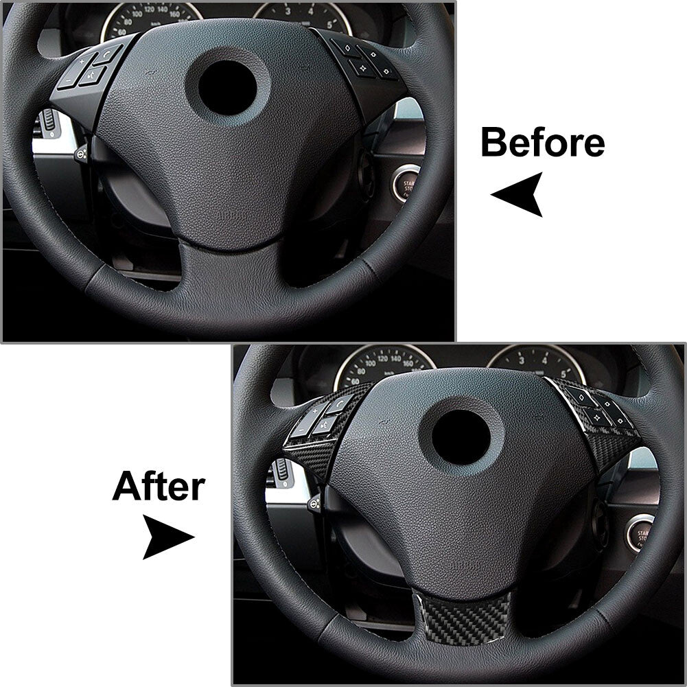 5x Carbon Fiber Look Steering Wheel Cover Trim for BMW 5 Series E60 E61 03-10