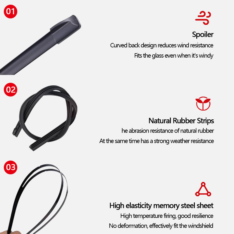 26 + 22 Front Windshield Wiper Blades J-hook Bracketless Frameless All-Seasons