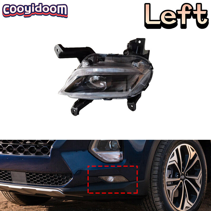 Left front LED daytime running light and fog light applicable to 2019-2020 for Hyundai Santa Fe.