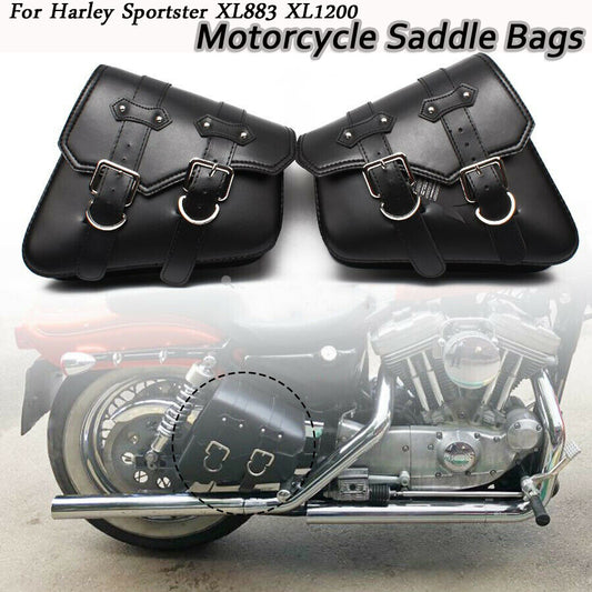 2-Piece Polyurethane Synthetic Leather Motorcycle Saddlebag Tool Bag for Harley Sportster XL 883 1200
