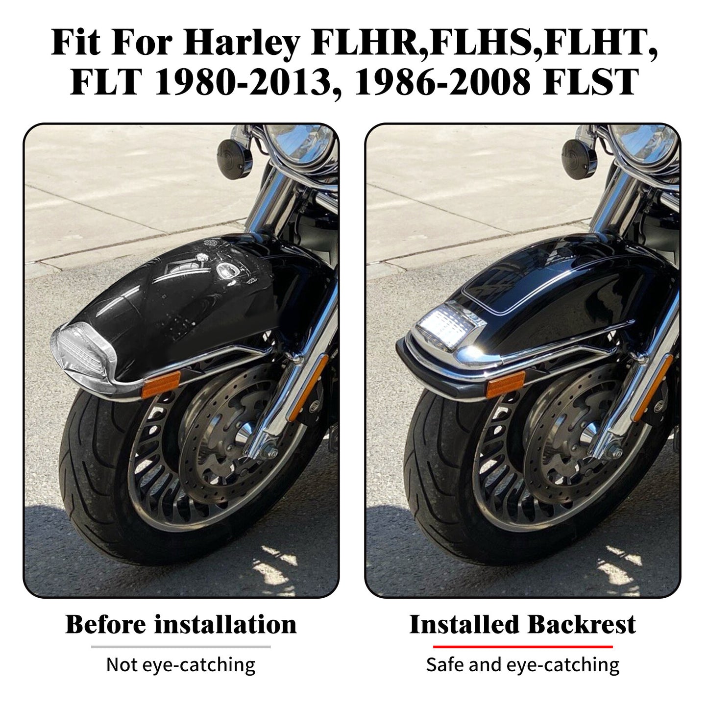 Front Fender w/ Somke Lens Tip LED Light for Harley Electra Road Glide Softail